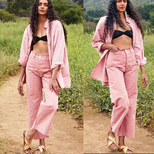 JESSE KAMM Sailor 100% Cotton Canvas Pants in Light Pink Size 6